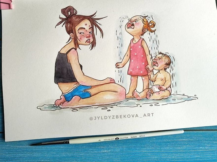 Cuộc sống rối tinh rối mù của 'mẹ trẻ bỉm sữa' qua nét vẽ màu nước đáng yêu Cuộc sống rối tinh rối mù của 'mẹ trẻ bỉm sữa' qua nét vẽ màu nước đáng yêu
