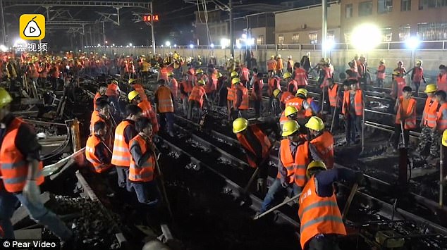 1500 công nhân Trung Quốc dựng tuyến đường sắt mới chỉ trong... 9 tiếng 1500 công nhân Trung Quốc dựng tuyến đường sắt mới chỉ trong... 9 tiếng
