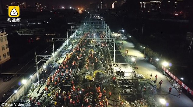 1500 công nhân Trung Quốc dựng tuyến đường sắt mới chỉ trong... 9 tiếng 1500 công nhân Trung Quốc dựng tuyến đường sắt mới chỉ trong... 9 tiếng