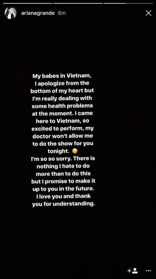 Thực hư chuyện Ariana Grande báo 'hủy show' trên Instagram Story lần nữa? Thực hư chuyện Ariana Grande báo 'hủy show' trên Instagram Story lần nữa?