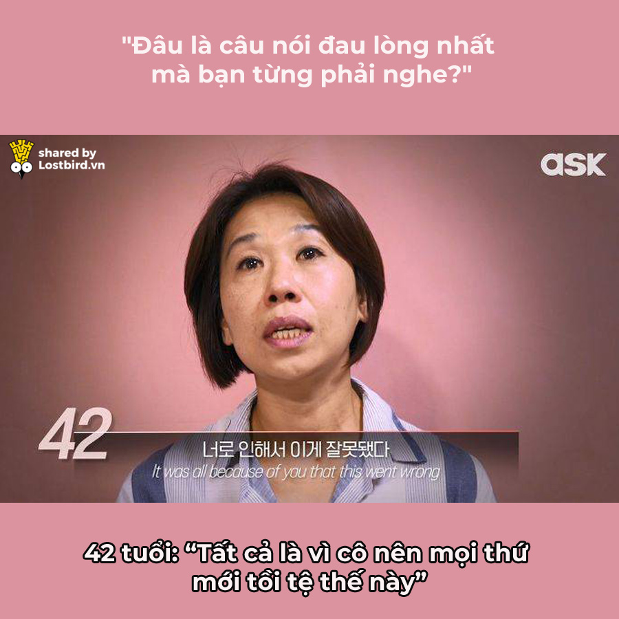 'Câu nói đau lòng nhất bạn từng phải nghe?': Đây là đáp án của 70 người Hàn từ 5 đến 74 tuổi 'Câu nói đau lòng nhất bạn từng phải nghe?': Đây là đáp án của 70 người Hàn từ 5 đến 74 tuổi