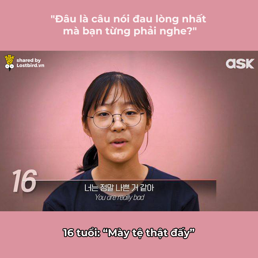 'Câu nói đau lòng nhất bạn từng phải nghe?': Đây là đáp án của 70 người Hàn từ 5 đến 74 tuổi 'Câu nói đau lòng nhất bạn từng phải nghe?': Đây là đáp án của 70 người Hàn từ 5 đến 74 tuổi
