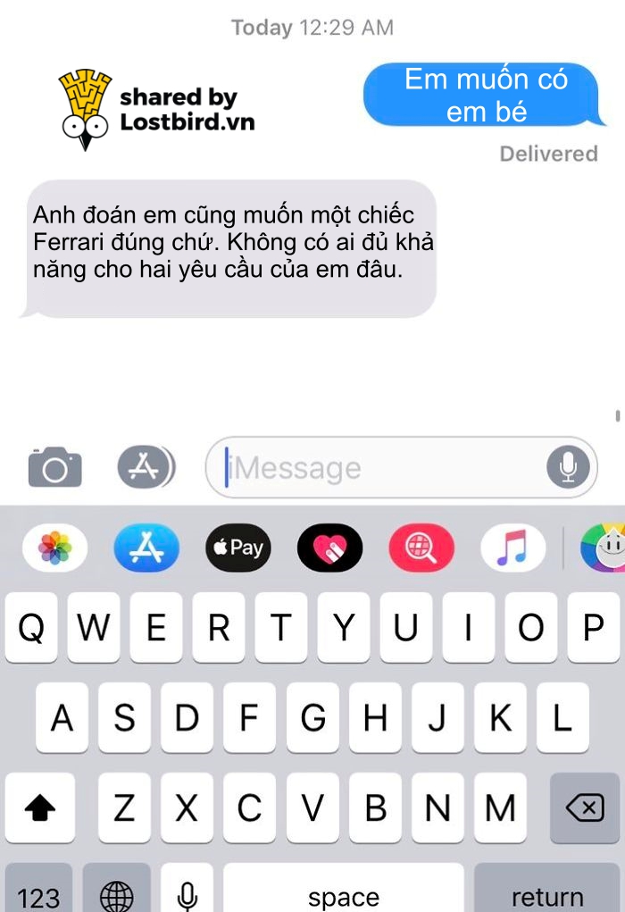 Những câu trả lời bá đạo của 'nửa kia' nhà người ta cho câu hỏi 'Em/Anh muốn có em bé' Những câu trả lời bá đạo của 'nửa kia' nhà người ta cho câu hỏi 'Em/Anh muốn có em bé'