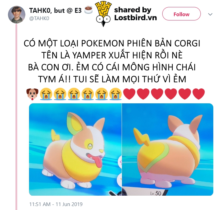 Mẫu Pokémon mới trông y chang Corgi với trái tim trên mông khiến dân tình điên đảo Mẫu Pokémon mới trông y chang Corgi với trái tim trên mông khiến dân tình điên đảo