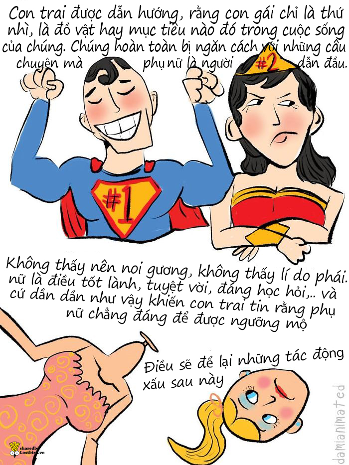 Bộ tranh: Những hành động nhỏ của người lớn khiến các bé trai phát triển sự kì thị nữ giới Bộ tranh: Những hành động nhỏ của người lớn khiến các bé trai phát triển sự kì thị nữ giới