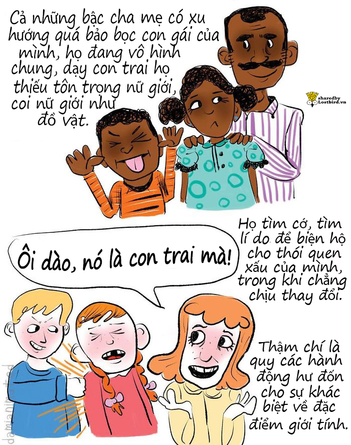 Bộ tranh: Những hành động nhỏ của người lớn khiến các bé trai phát triển sự kì thị nữ giới Bộ tranh: Những hành động nhỏ của người lớn khiến các bé trai phát triển sự kì thị nữ giới