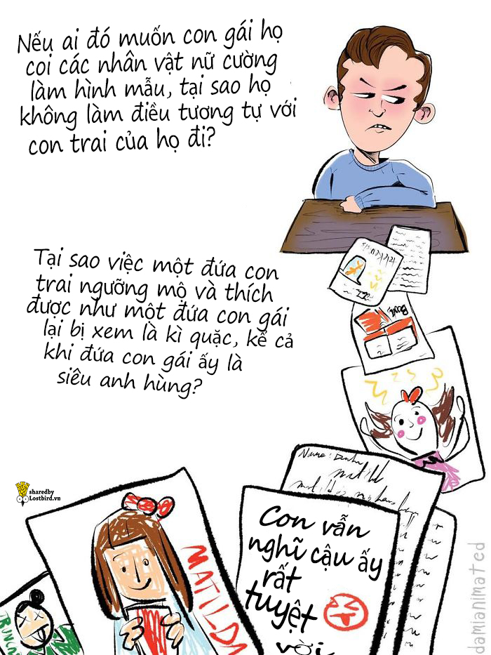 Bộ tranh: Những hành động nhỏ của người lớn khiến các bé trai phát triển sự kì thị nữ giới Bộ tranh: Những hành động nhỏ của người lớn khiến các bé trai phát triển sự kì thị nữ giới