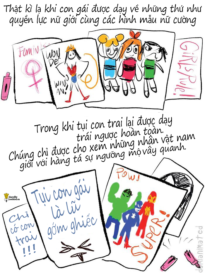 Bộ tranh: Những hành động nhỏ của người lớn khiến các bé trai phát triển sự kì thị nữ giới Bộ tranh: Những hành động nhỏ của người lớn khiến các bé trai phát triển sự kì thị nữ giới