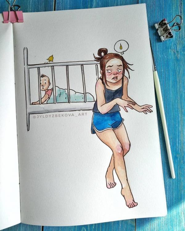 Cuộc sống rối tinh rối mù của 'mẹ trẻ bỉm sữa' qua nét vẽ màu nước đáng yêu Cuộc sống rối tinh rối mù của 'mẹ trẻ bỉm sữa' qua nét vẽ màu nước đáng yêu