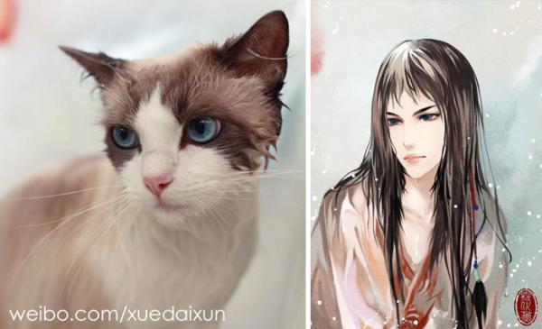Chó mèo hóa thân thành 'nam thanh, nữ tú' dưới nét vẽ của họa sĩ Trung Quốc Chó mèo hóa thân thành 'nam thanh, nữ tú' dưới nét vẽ của họa sĩ Trung Quốc