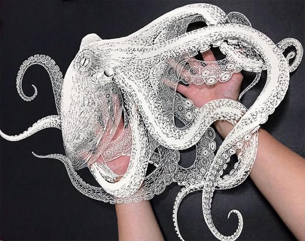 kirie art paper cutting octopus masayo fukuda japan 3