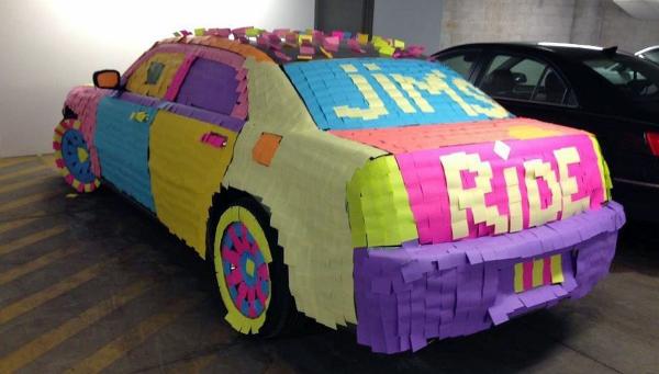 post it car prank