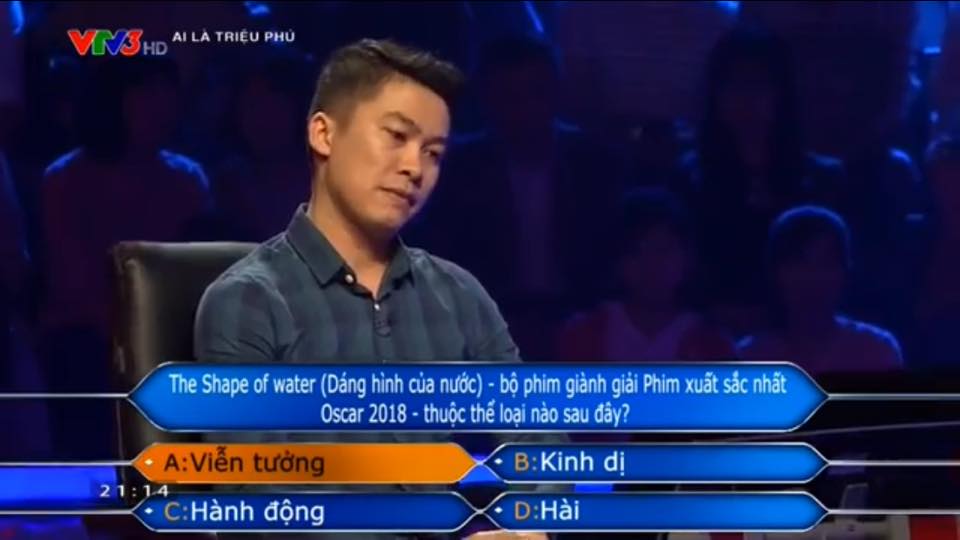 Câu hỏi 'Ai là triệu phú' tưởng không khó mà khó không tưởng: Bộ phim 'The Shape of Water' thuộc thể loại nào? Câu hỏi 'Ai là triệu phú' tưởng không khó mà khó không tưởng: Bộ phim 'The Shape of Water' thuộc thể loại nào?