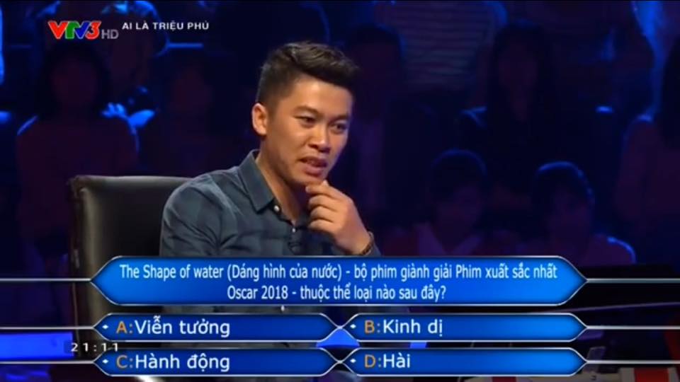 Câu hỏi 'Ai là triệu phú' tưởng không khó mà khó không tưởng: Bộ phim 'The Shape of Water' thuộc thể loại nào? Câu hỏi 'Ai là triệu phú' tưởng không khó mà khó không tưởng: Bộ phim 'The Shape of Water' thuộc thể loại nào?