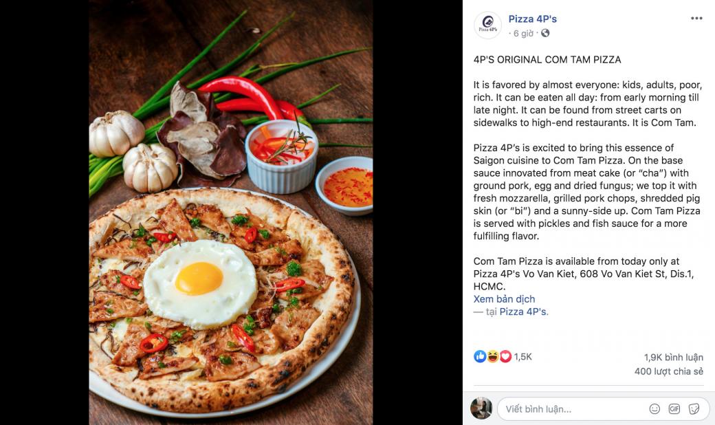 Sau pizza bún đậu mắm tôm, cửa hàng pizza Việt lại làm thực khách 'ngớ người' với pizza... cơm tấm Sau pizza bún đậu mắm tôm, cửa hàng pizza Việt lại làm thực khách 'ngớ người' với pizza... cơm tấm