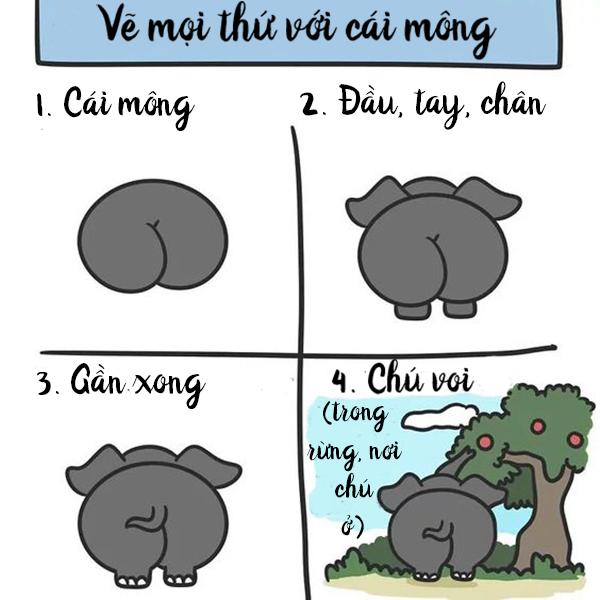 Hướng dẫn cách vẽ mọi thứ từ... cái mông Hướng dẫn cách vẽ mọi thứ từ... cái mông