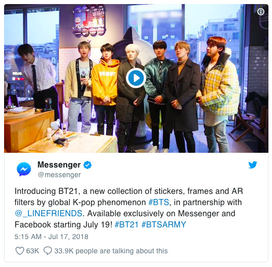 Hôm nay Facebook Messenger ra mắt bộ nhãn dán chủ đề BTS, fans khắp thế giới tung hoa ăn mừng Hôm nay Facebook Messenger ra mắt bộ nhãn dán chủ đề BTS, fans khắp thế giới tung hoa ăn mừng