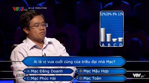 Thánh nhọ 'Ai Là Triệu Phú': Sử dụng 4 sự trợ giúp cho 1 câu hỏi nhưng vẫn trả lời sai Thánh nhọ 'Ai Là Triệu Phú': Sử dụng 4 sự trợ giúp cho 1 câu hỏi nhưng vẫn trả lời sai