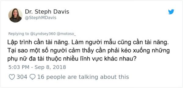 Cựu thiên thần Victoria's Secret bị chế giễu vì biết lập trình, bao giờ người ta mới thôi định kiến 'xinh đẹp = ngu dốt'? Cựu thiên thần Victoria's Secret bị chế giễu vì biết lập trình, bao giờ người ta mới thôi định kiến 'xinh đẹp = ngu dốt'?
