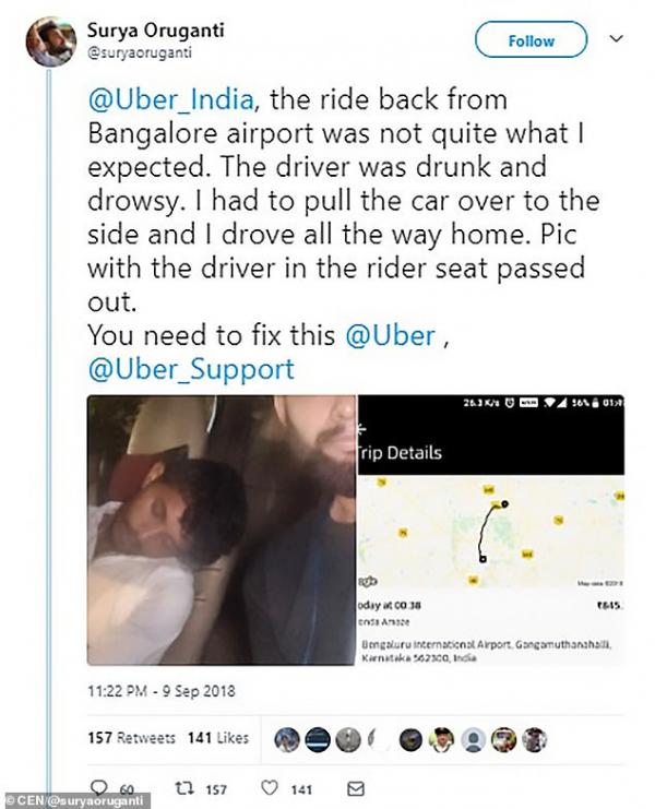 Tài xế Uber xỉn quắc cần câu, hành khách đành phải tự lái xe thay Tài xế Uber xỉn quắc cần câu, hành khách đành phải tự lái xe thay