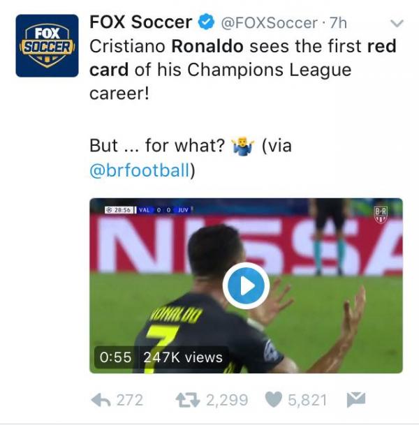 Ronaldo bật khóc vì thẻ đỏ vô lý ngay trận mở màn Champions League Ronaldo bật khóc vì thẻ đỏ vô lý ngay trận mở màn Champions League