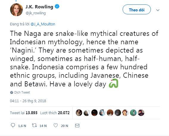 Giải thích về gốc gác của tử xà Nagini, J.K.Rowling bất ngờ bị tố ngược là 'thiếu kiến thức lịch sử' Giải thích về gốc gác của tử xà Nagini, J.K.Rowling bất ngờ bị tố ngược là 'thiếu kiến thức lịch sử'
