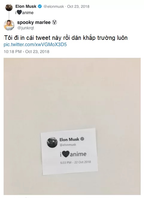 Buồn của Elon Musk: Tài khoản Twitter bị khóa chỉ vì nói yêu anime Buồn của Elon Musk: Tài khoản Twitter bị khóa chỉ vì nói yêu anime