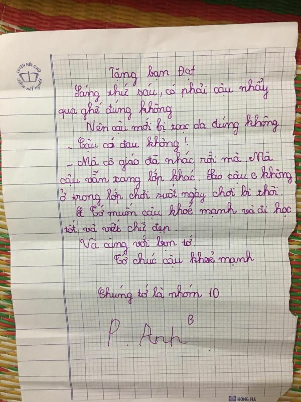 Đáng yêu kịch trần với xấp tâm thư hỏi thăm bạn học bị ngã của học sinh lớp 4 Đáng yêu kịch trần với xấp tâm thư hỏi thăm bạn học bị ngã của học sinh lớp 4