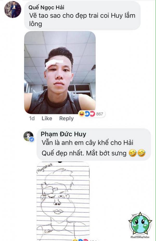 Cứ tưởng Đức Huy U23 chuyển nghề vẽ tranh biếm họa, nào ngờ sự thật còn hài hước hơn thế Cứ tưởng Đức Huy U23 chuyển nghề vẽ tranh biếm họa, nào ngờ sự thật còn hài hước hơn thế