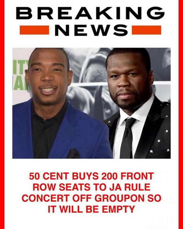 Chơi xấu như 50 Cent: Mua đứt 200 ghế trong concert của Ja Rule để fan kẻ thù không thể tới buổi diễn Chơi xấu như 50 Cent: Mua đứt 200 ghế trong concert của Ja Rule để fan kẻ thù không thể tới buổi diễn