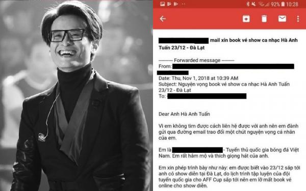 Cầu thủ bóng đá gửi email tha thiết xin Hà Anh Tuấn được book vé trễ vì phải tập luyện cho AFF Cup Cầu thủ bóng đá gửi email tha thiết xin Hà Anh Tuấn được book vé trễ vì phải tập luyện cho AFF Cup