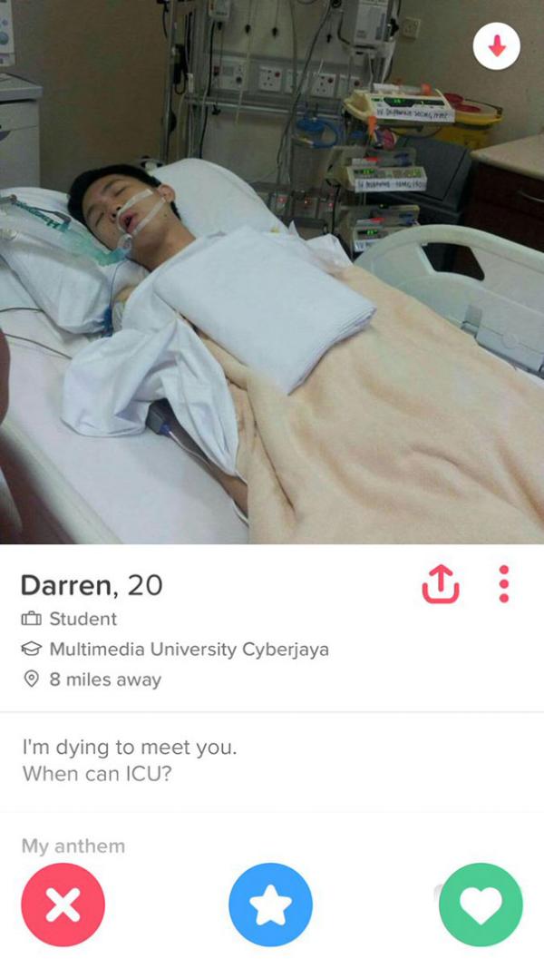 20 màn giới thiệu 'cười ra nước mắt' trên Tinder của các thanh niên tìm kiếm tình yêu trong vô vọng 20 màn giới thiệu 'cười ra nước mắt' trên Tinder của các thanh niên tìm kiếm tình yêu trong vô vọng