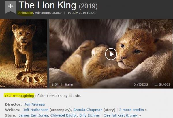 Phiên bản 'Lion King' mới của Disney nên được xem là 'live-action' hay CGI? Phiên bản 'Lion King' mới của Disney nên được xem là 'live-action' hay CGI?