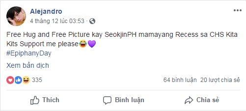 Tổ chức 'free hugs' mừng sinh nhật Jin (BTS), nam sinh khóc vì bị bạn học ném chai nước vào người Tổ chức 'free hugs' mừng sinh nhật Jin (BTS), nam sinh khóc vì bị bạn học ném chai nước vào người