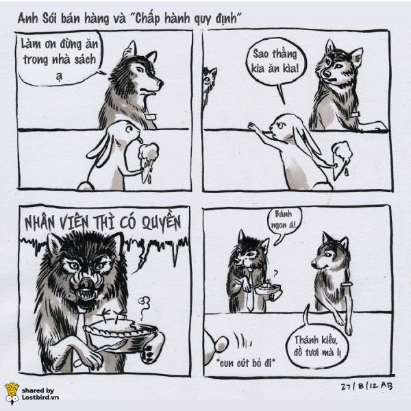 Bộ tranh 'Anh Sói Bán Sách' hay chuyện về những kiểu khách hàng gặp xong chỉ muốn 'xơi tái' Bộ tranh 'Anh Sói Bán Sách' hay chuyện về những kiểu khách hàng gặp xong chỉ muốn 'xơi tái'