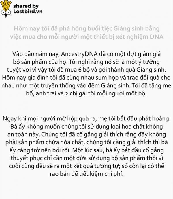 Chọn bộ sản phẩm xét nghiệm DNA làm quà Giáng sinh để rồi nhận một cái kết cay đắng Chọn bộ sản phẩm xét nghiệm DNA làm quà Giáng sinh để rồi nhận một cái kết cay đắng