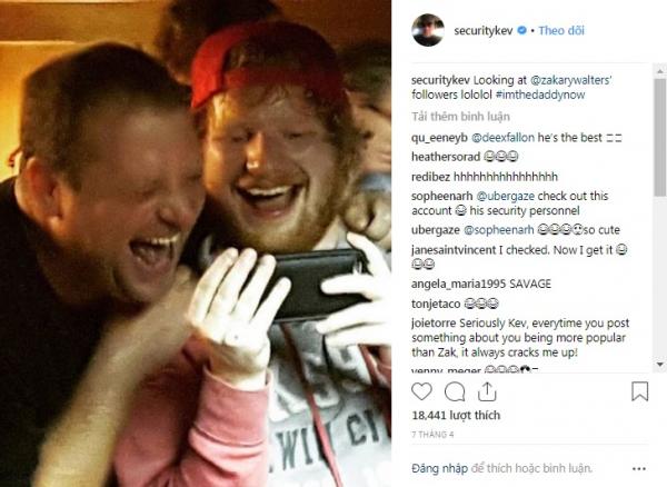 Chàng vệ sĩ 'lầy lội' của Ed Sheeran suốt ngày đăng ảnh lên Instagram trêu chọc ông chủ Chàng vệ sĩ 'lầy lội' của Ed Sheeran suốt ngày đăng ảnh lên Instagram trêu chọc ông chủ