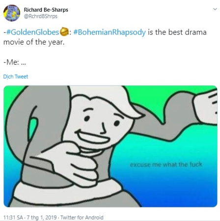 Quả Cầu Vàng 2019: Bohemian Rhapsody chiến thắng bất ngờ, fan của các phim khác ầm ầm phản đối Quả Cầu Vàng 2019: Bohemian Rhapsody chiến thắng bất ngờ, fan của các phim khác ầm ầm phản đối