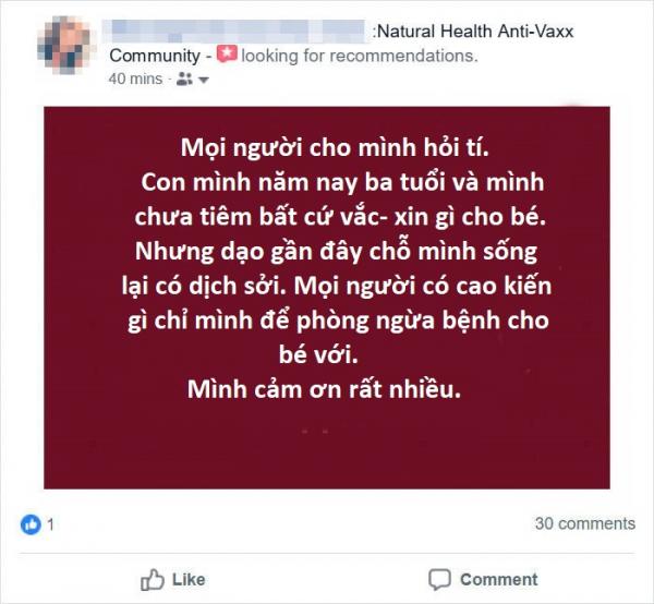 Topic cần cao nhân: Bà mẹ phản đối vắc-xin lên mạng hỏi giải pháp bảo vệ con trước dịch sởi Topic cần cao nhân: Bà mẹ phản đối vắc-xin lên mạng hỏi giải pháp bảo vệ con trước dịch sởi