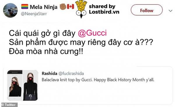 Gucci phải lên tiếng xin lỗi vì thiết kế áo mang hướng phân biệt chủng tộc của mình Gucci phải lên tiếng xin lỗi vì thiết kế áo mang hướng phân biệt chủng tộc của mình