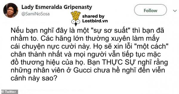 Gucci phải lên tiếng xin lỗi vì thiết kế áo mang hướng phân biệt chủng tộc của mình Gucci phải lên tiếng xin lỗi vì thiết kế áo mang hướng phân biệt chủng tộc của mình