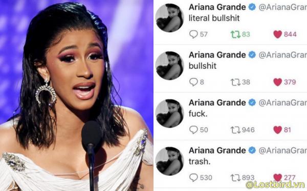 Ariana Grande mắng chửi 'rác rưởi' ngay khi Cardi B nhận giải Grammy? Ariana Grande mắng chửi 'rác rưởi' ngay khi Cardi B nhận giải Grammy?