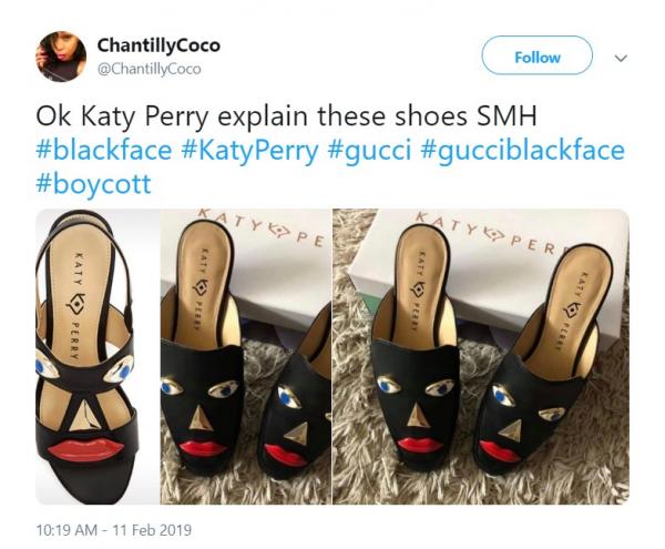 Giày do Katy Perry thiết kế bị thu hồi vì cáo buộc phân biệt chủng tộc Giày do Katy Perry thiết kế bị thu hồi vì cáo buộc phân biệt chủng tộc