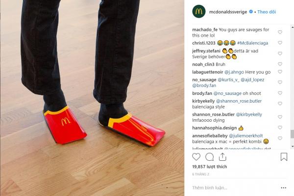McDonald's 'đá xéo' đôi giày hiệu 13 triệu của Balenciaga McDonald's 'đá xéo' đôi giày hiệu 13 triệu của Balenciaga