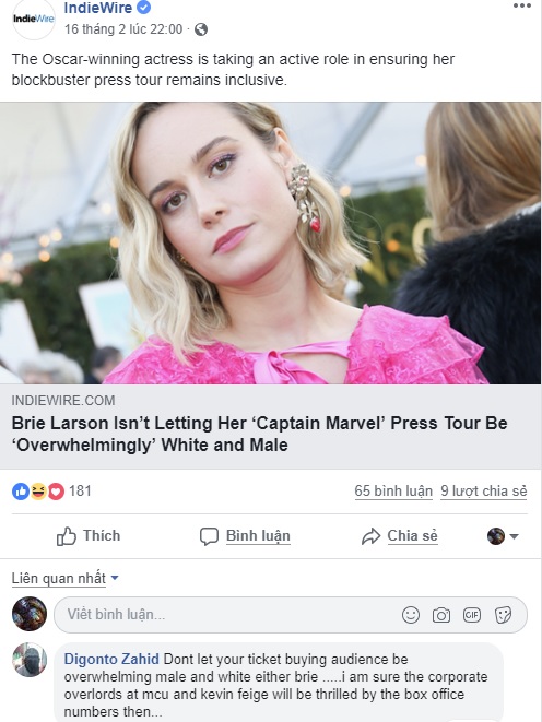 'Captain Marvel' chưa ra mắt đã bị ném đá thê thảm vì nữ chính phát ngôn gây sốc 'Captain Marvel' chưa ra mắt đã bị ném đá thê thảm vì nữ chính phát ngôn gây sốc