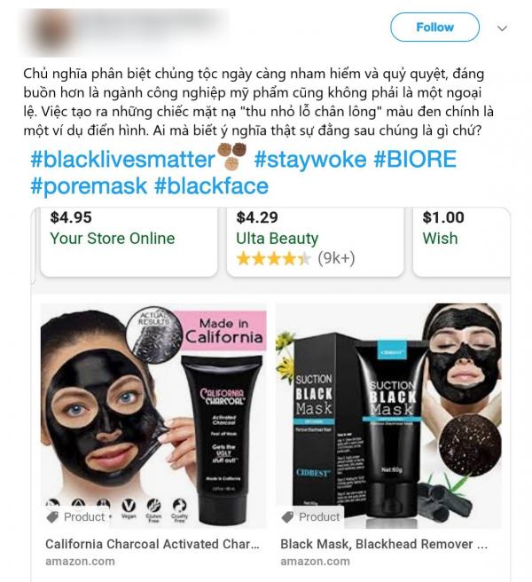 Mặt nạ từ than tre đang bị tẩy chay nặng nề vì... phân biệt chủng tộc Mặt nạ từ than tre đang bị tẩy chay nặng nề vì... phân biệt chủng tộc