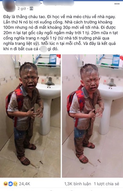 Chuyện có thật: Tan học không về lại la cà, chú bé tiểu học suốt ngày bị rơi xuống cống Chuyện có thật: Tan học không về lại la cà, chú bé tiểu học suốt ngày bị rơi xuống cống