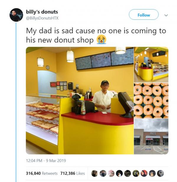 Con trai đăng tweet kêu gọi mọi người đến mua bánh donut ở cửa hàng của bố mẹ vì quá ế và kết quả bất ngờ Con trai đăng tweet kêu gọi mọi người đến mua bánh donut ở cửa hàng của bố mẹ vì quá ế và kết quả bất ngờ