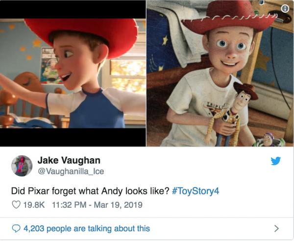 Toy Story 4: Phải chăng cậu bé Andy đã tranh thủ đi... phẫu thuật thẩm mỹ? Toy Story 4: Phải chăng cậu bé Andy đã tranh thủ đi... phẫu thuật thẩm mỹ?