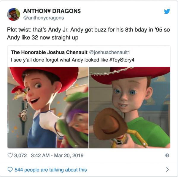 Toy Story 4: Phải chăng cậu bé Andy đã tranh thủ đi... phẫu thuật thẩm mỹ? Toy Story 4: Phải chăng cậu bé Andy đã tranh thủ đi... phẫu thuật thẩm mỹ?